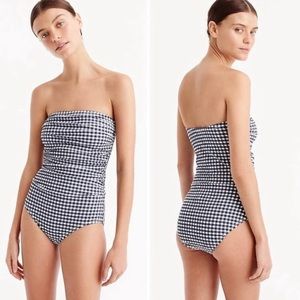 J Crew Gingham Ruched Bandeau One-Piece Swimsuit
Size 12 LONG 12L